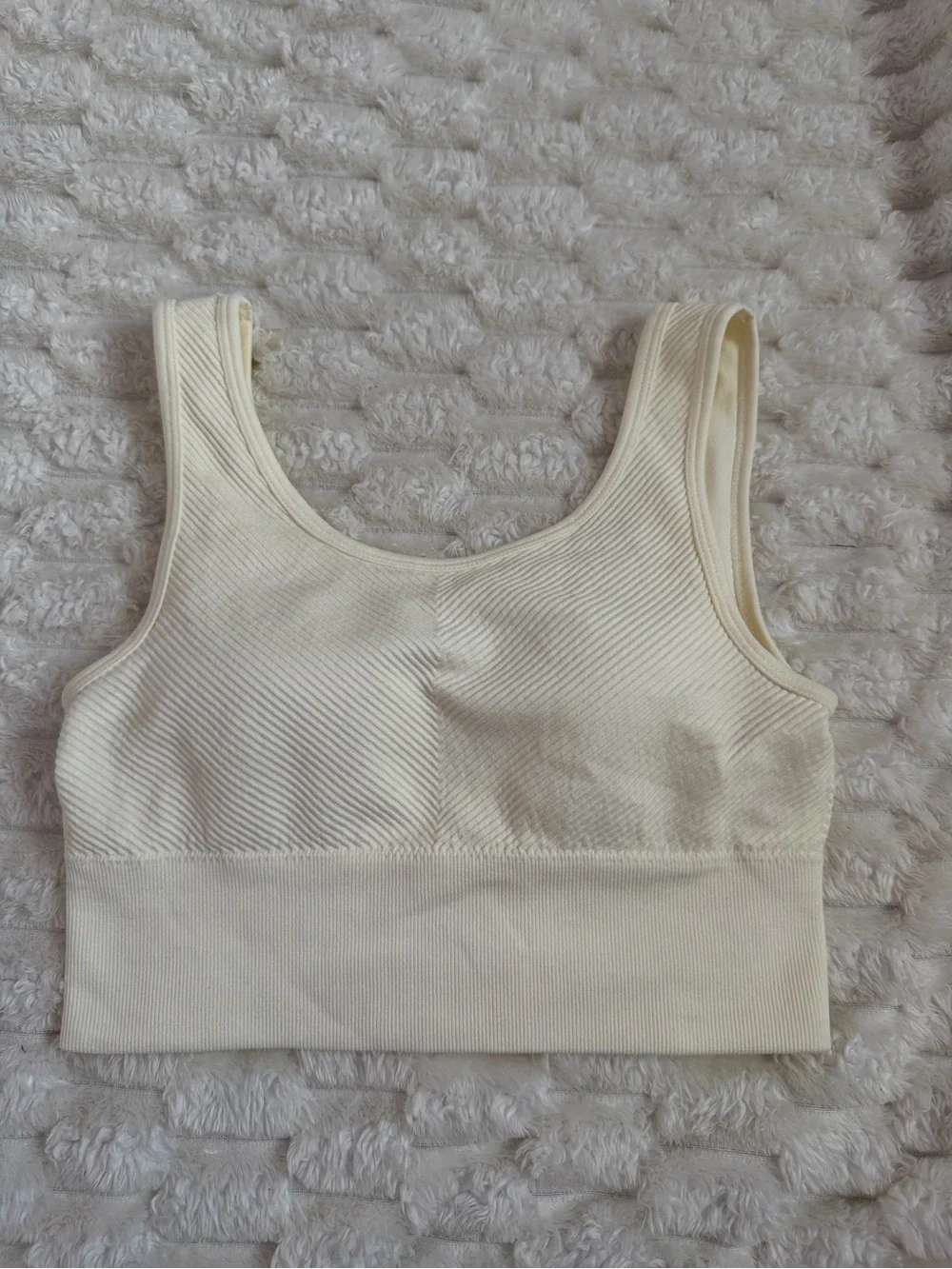 Harmony Balance Ribbed Scoop-Neck Seamless Tank Bralette in Cream